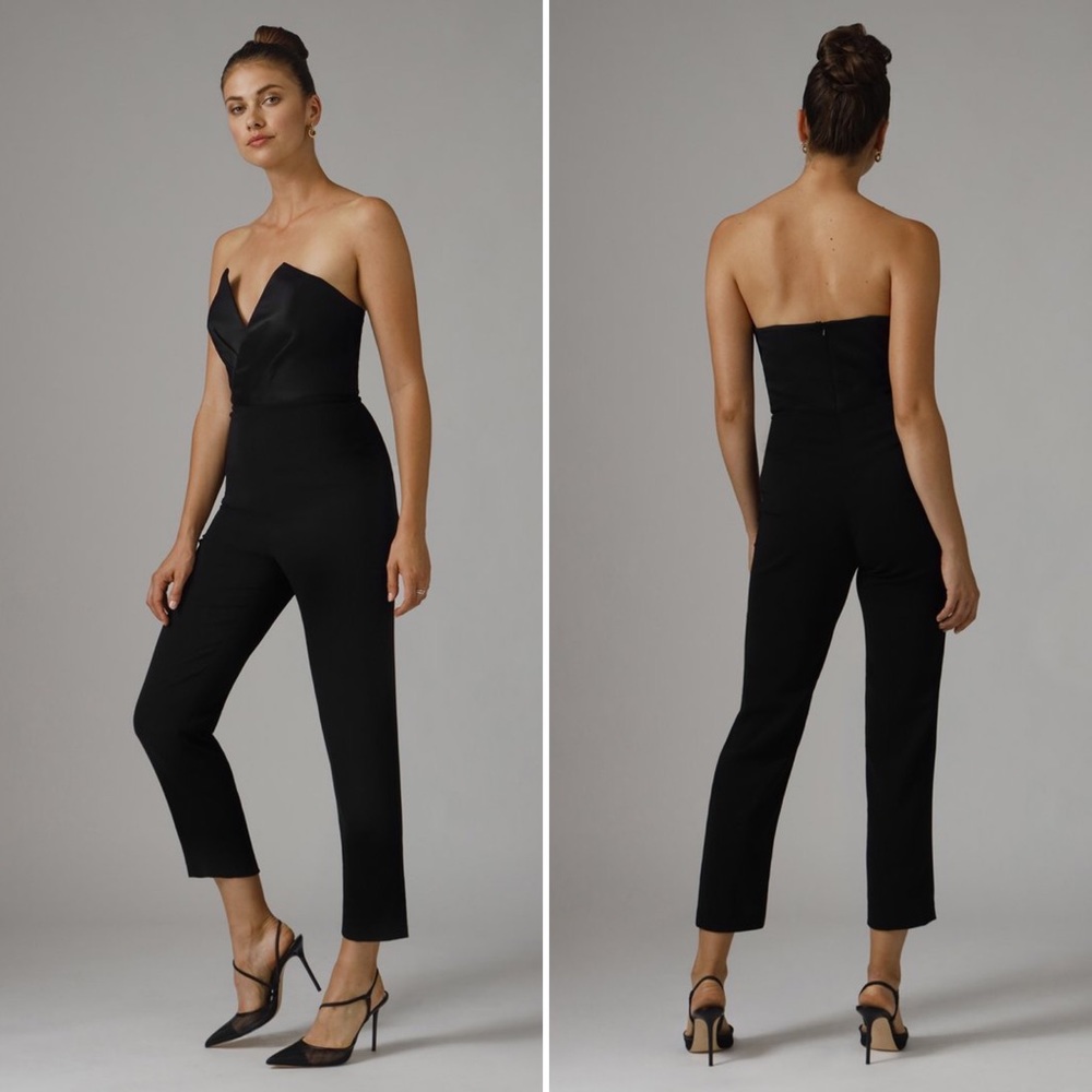 Jay Godfrey Strapless Jumpsuit Black Tapered Leg